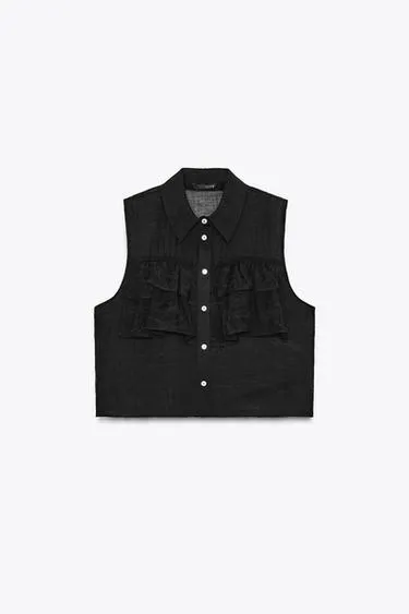 Полупрозрачный топ с воланами- Заказать в России