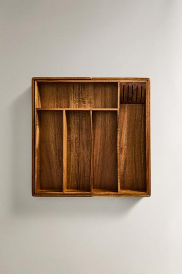 Zara Расширяемый деревянный лоток для столовых приборов