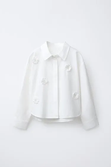 Рубашка из поплина с 3D-цветами- Заказать в России