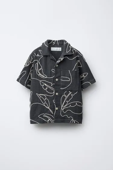 Рубашка текстурная с вышивкой- Заказать в России