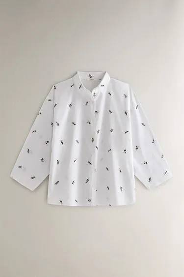 Рубашка с цветочной вышивкой