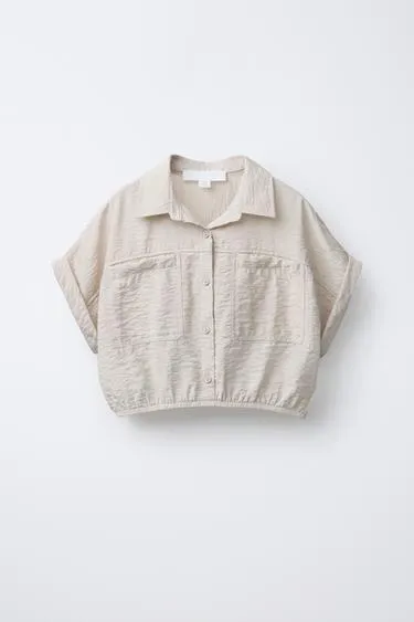 Рубашка струящегося кроя с резинками