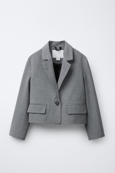 Zara Укороченный блейзер «ёлочка»