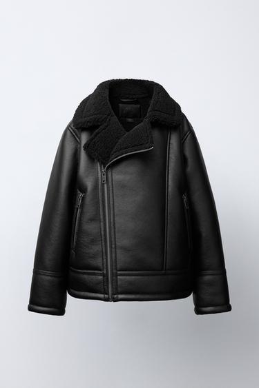 Zara Куртка-дубленка из искусственной овчины