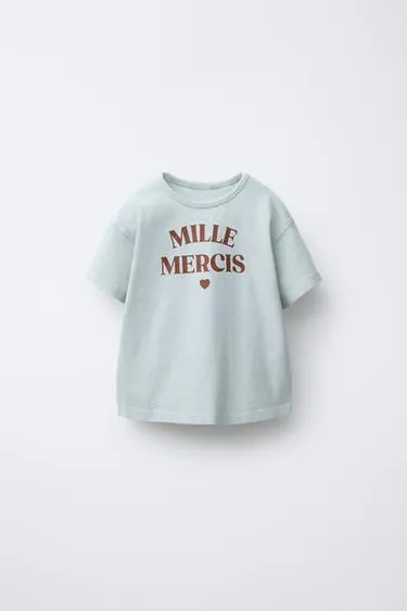 Футболка с эффектом потертости и надписью