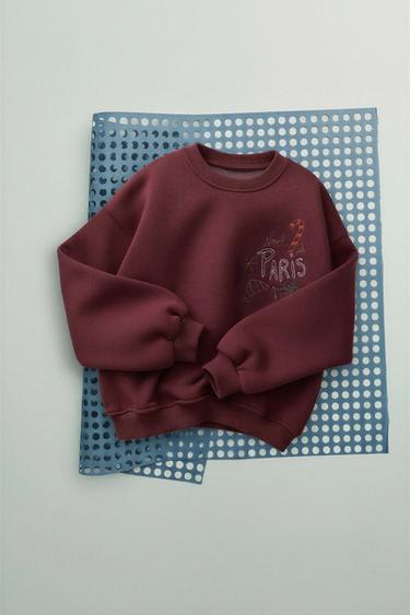 Zara Толстовка с вышивкой городов купить с доставкой.