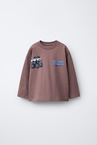Zara Футболка с принтом BIG TIRES MONSTERS WHEELS © купить с доставкой.