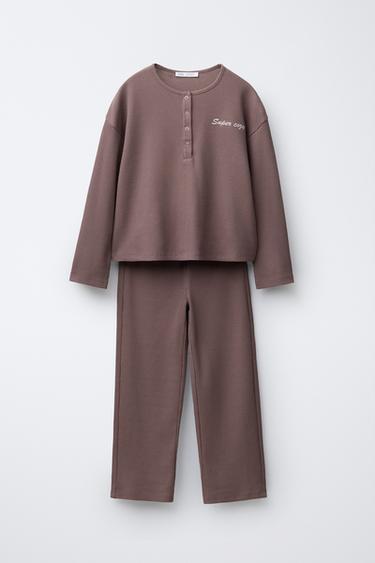 Zara 6-14 лет/пижама вафельная с вышитым текстом купить с доставкой.