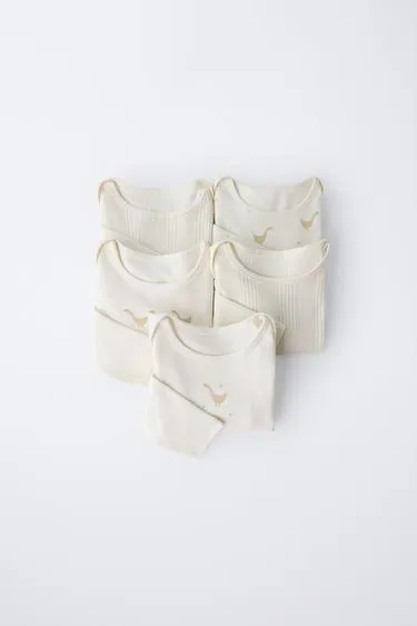 Набор из пяти боди с принтом гусей- Заказать в России