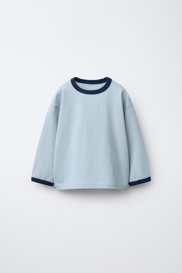 Zara Однотонная футболка с контрастной отделкой