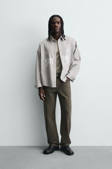 Zara Рубашка в полоску с контрастной вышивкой купить с доставкой.