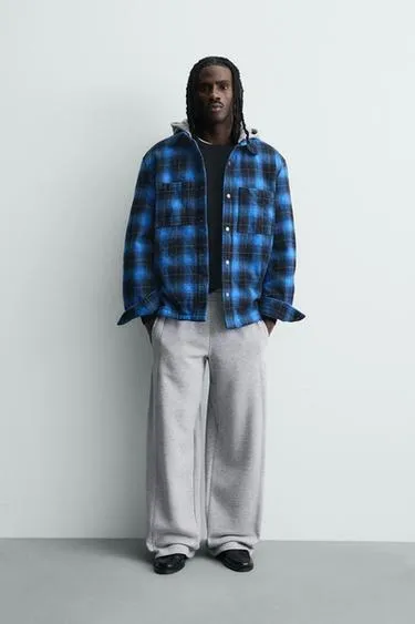 Куртка-рубашка в клетку с контрастным капюшоном