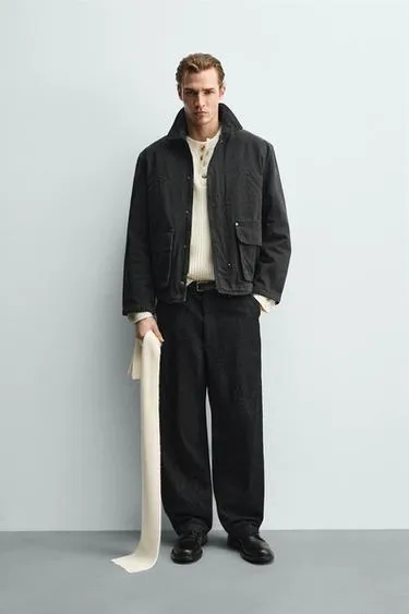 Куртка свободного кроя с карманами и эффектом потертости- Заказать в России