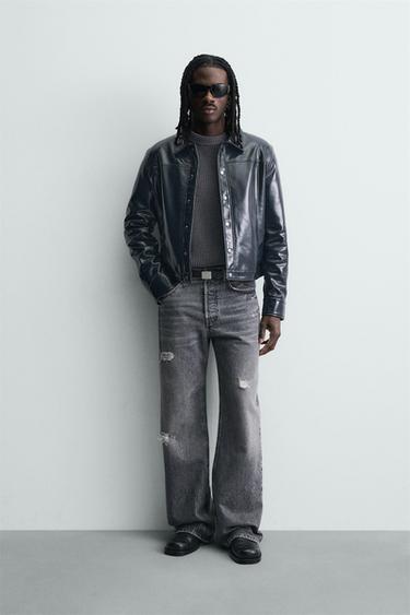 Zara Куртка-рубашка с эффектом винила