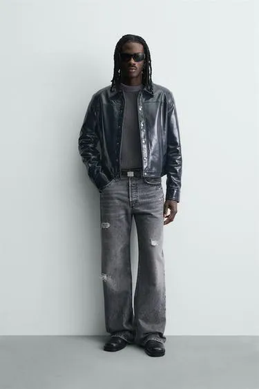 Куртка-рубашка с эффектом винила- Заказать в России