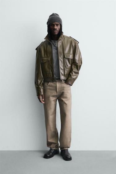 Zara Укороченная куртка из искусственной кожи