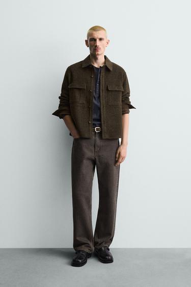 Zara Куртка-рубашка из рельефной ткани с шерстью