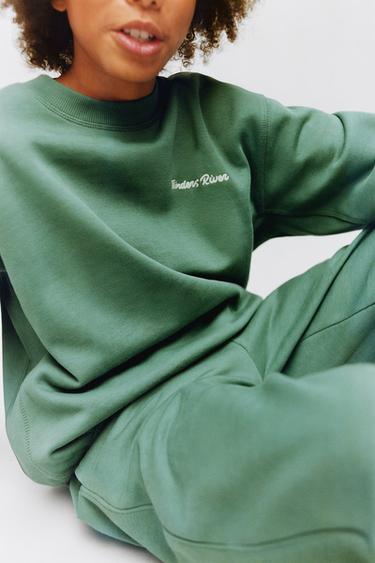 Zara Комплект из толстовки и джоггеров с текстовой вышивкой