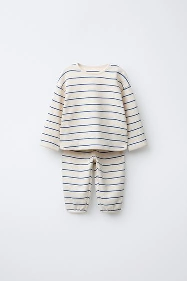 WAYAS WAFFLE-KNIT T-SHIRT AND JOGGER SET- Заказать в России