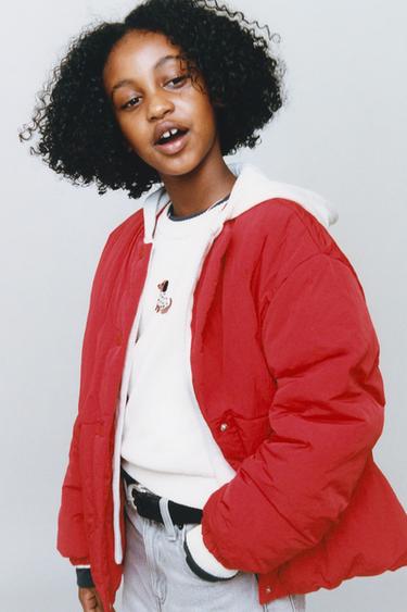 Zara Стеганая куртка с капюшоном из флиса