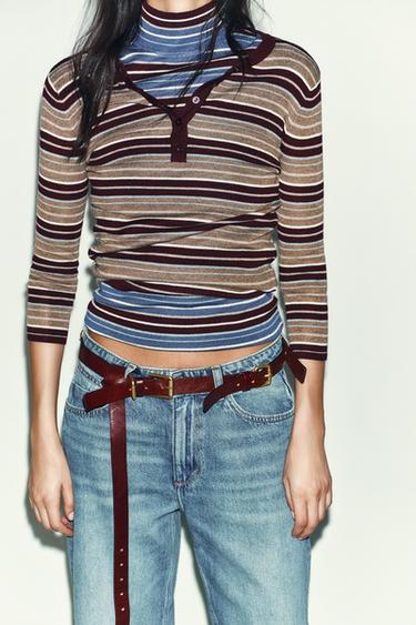 Zara Полосатый вязаный свитер