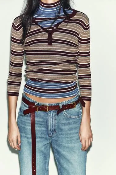 Полосатый вязаный свитер- Заказать в России