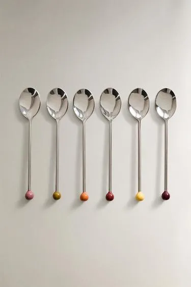 Набор цветных стальных чайных ложек (набор из 6 штук)- Заказать в России