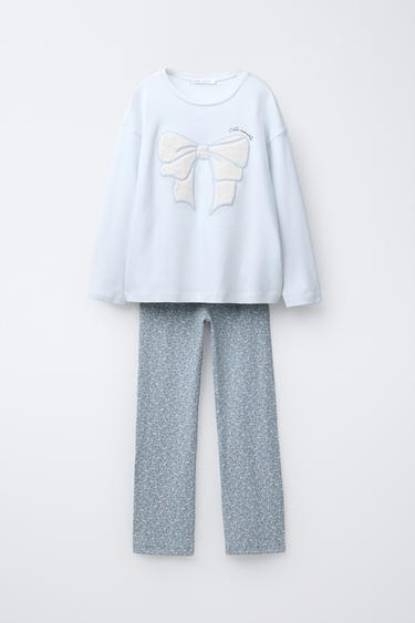 Zara 6-14 лет/пижама с бантом и имитацией меха