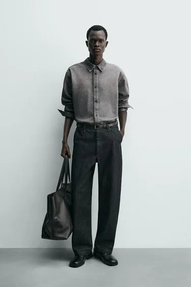 Рубашка RELAXED FIT из выцветшего денима- Заказать в России