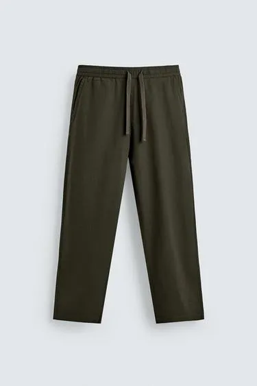 Брюки свободного кроя из хлопка и льна