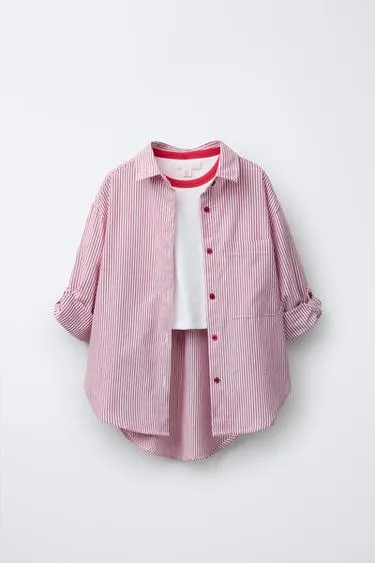 Рубашка в полоску с контрастной планкой на воротнике. футболка в упаковке- Заказать в России