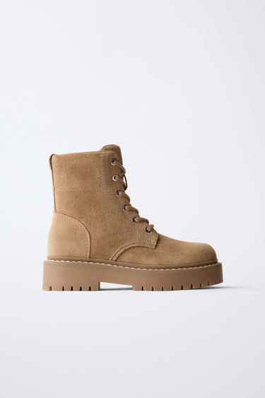 Zara Кожаные ботинки на шнуровке