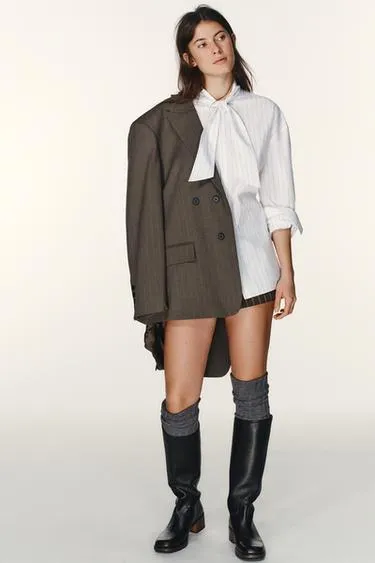 Рубашка из поплина в полоску с шарфом