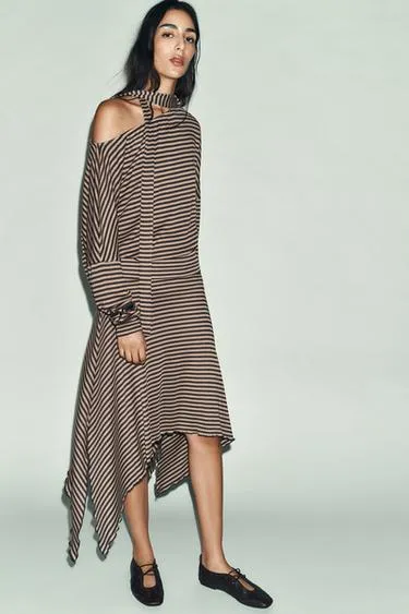 Юбка асимметричного кроя в полоску- Заказать в России