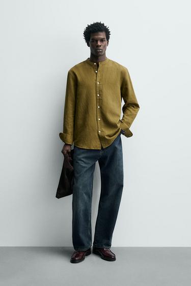 Zara Рубашка из льна и хлопка