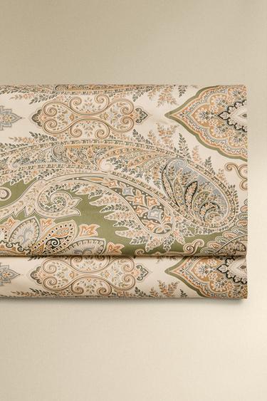 Zara Простыня из хлопкового сатина с пейсли (300 нитей)