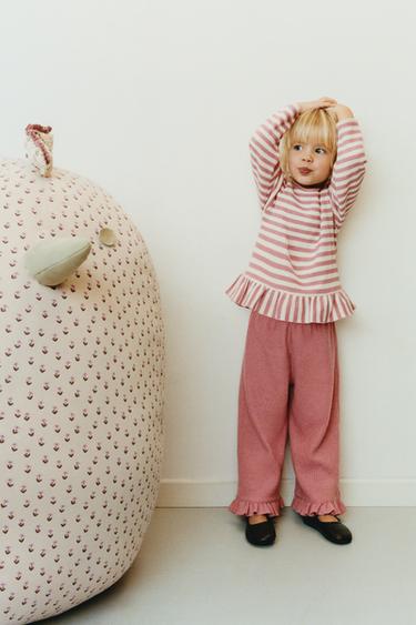 Zara Брюки-кюлоты из рифленого трикотажа с воланами