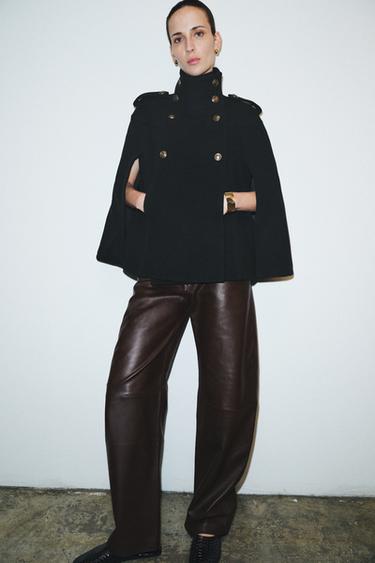 Zara Накидка из смесовой шерсти с металлическими пуговицами — ZW COLLECTION