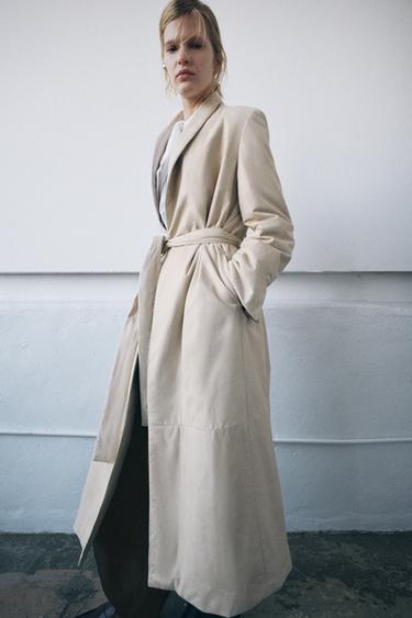 Zara Стеганое кожаное пальто ZW COLLECTION LIMITED EDITION