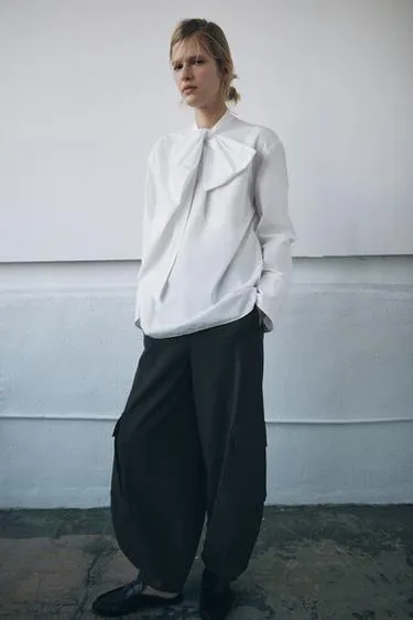 Рубашка из поплина с завязками — ZW COLLECTION