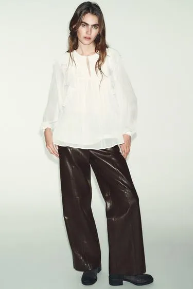 Блуза со складками и воланами- Заказать в России