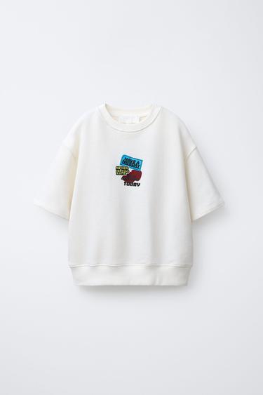 Zara Толстовка с короткими рукавами и принтом «банка»