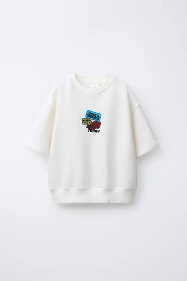 Толстовка с короткими рукавами и принтом «банка»- Заказать в России