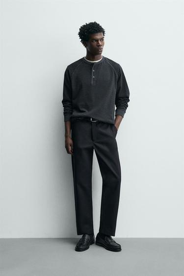 Zara Футболка с круглым вырезом на пуговицах