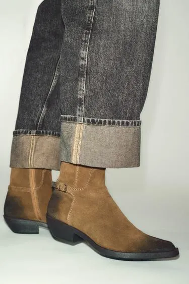 Кожаные ботинки с эффектом потертости