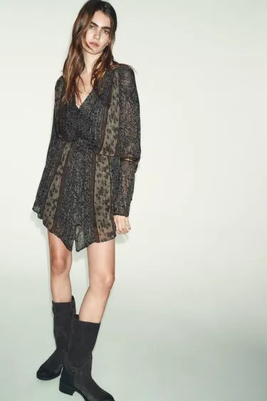 Платье с принтом и блестящей нитью- Заказать в России