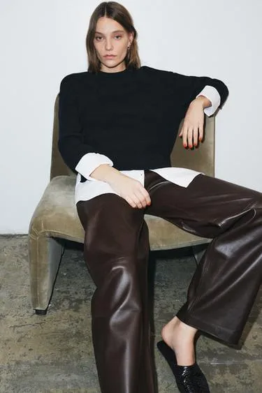 Свитер с комбинированным поплином