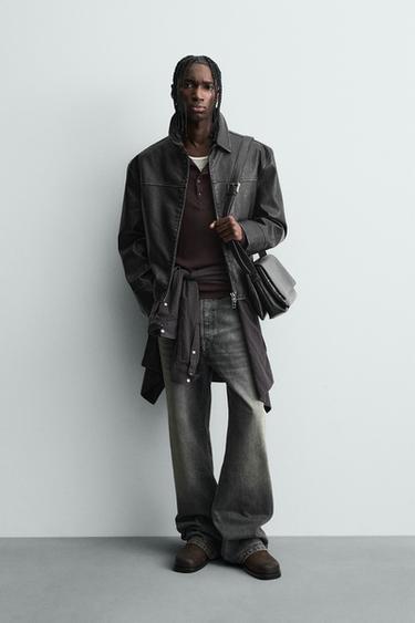 Zara Куртка из искусственной кожи с эффектом потертости