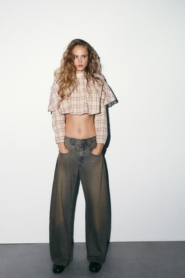 Zara Топ-накидка укороченная в клетку купить с доставкой.