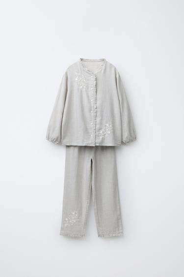 Zara 2-6 лет/ пижама с вышивкой в виде цветов купить с доставкой.